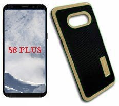 Samsung Galaxy S8 Plus/G955 Gold/Black With Kick Stand Carbon Fiber Case