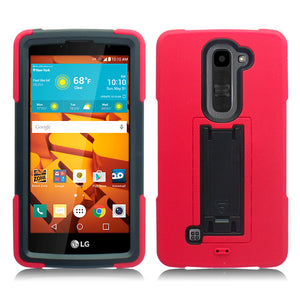 LG VOLT2/LS751/C90 RED ON BLACK VERTICAL KICK STAND CASE