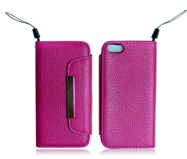 APPLE IPHONE 5C PINK LEATHER WALLET CASE