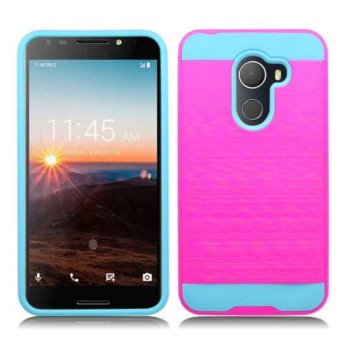 Alcatel A30 Fierce 2017 REVVL A30 Plus Walters Pink on Light Blue Duo Layer Case