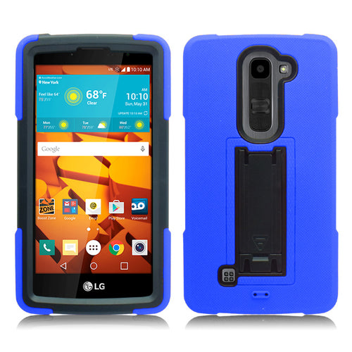 LG VOLT2/LS751/C90 BLUE ON BLACK VERTICAL KICK STAND CASE