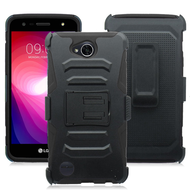 LG X Power 2/ X Charge/ M320/ Fiesta LTE/ K10 Power Eclipse Black Combo Holster Case