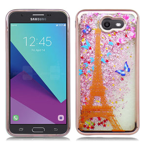 SAMSUNG GALAXY PERX / J727 / J7 SKY PRO / J7-2017 ROSE GOLD CANDY LIQUID EIFFEL TOWER GLITTER CASE