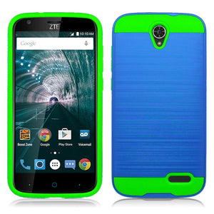 ZTE GRAND X3/Z959/WARP 7/N9519 BLUE ON LIME GREEN DUO LAYER CASE