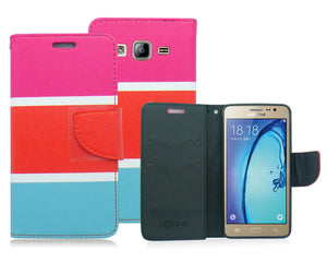 SAMSUNG ON5/G550 GUMMY COLOR STRIPES LEATHER WALLET CASE