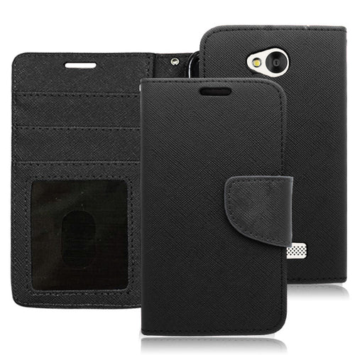 LG TRIBUTE/LS660/F60 BLACK LEATHER WALLET CASE