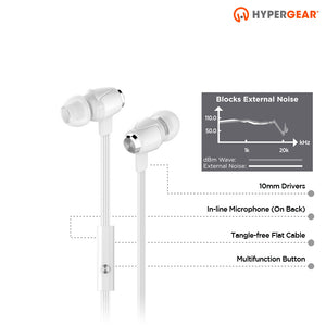 Universal 3.5mm Hi-Fi Stereo earphones with mic and noise isolation - White