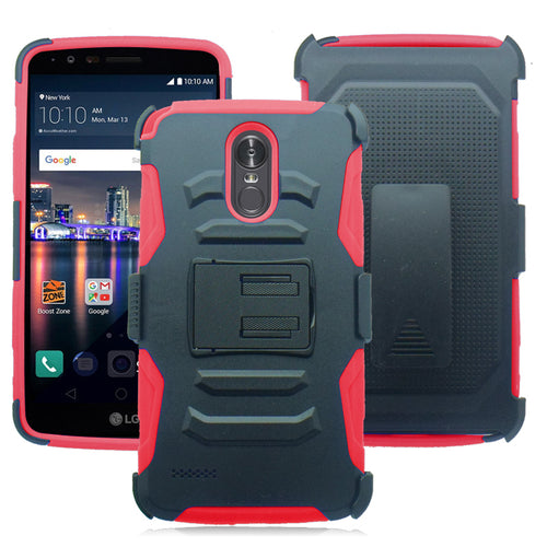 LG STYLO 3 / LS777 RED ECLIPSE COMBO CLIP HOLSTER CASE