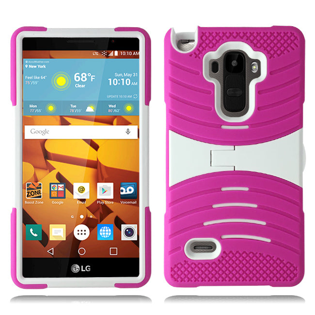 LG STYLO LS770 GUARDIAN PINK ON WHITE CASE