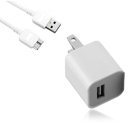 SAMSUNG GALAXY S5 / NOTE 3 WHITE CUBE CHARGER WITH DATA SYNC CHARGING  CABLE