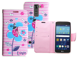 LG TRIBUTE 5/K7/ESCAPE 3 PINK FLOWER ILLUTION LEATHER WALLET CASE