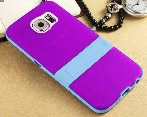 SAMSUNG GALAXY S6/G920 LIGHT BLUE/PURPLE HYBRID CANDY KICK STAND CASE