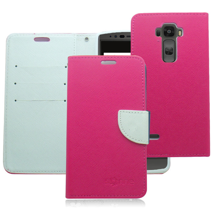 LG FLEX 2 WHITE/PINK LEATHER WALLET CASE