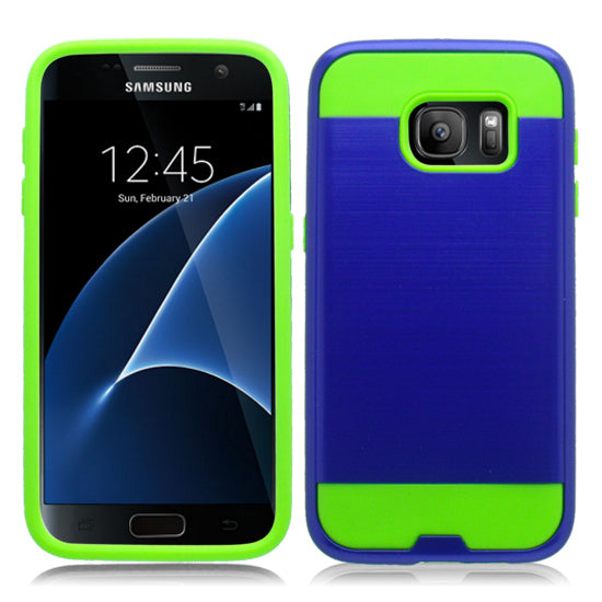 SAMSUNG GALAXY S7/G930 BLUE ON LIME GREEN DUO LAYER CASE