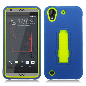 HTC DESIRE 555 / 530 BLUE ON YELLOW VERTICAL KICK STAND CASE