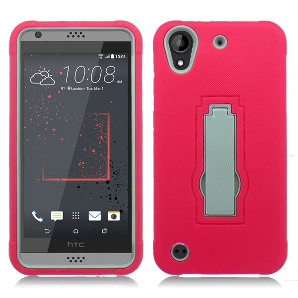 HTC DESIRE 555 / 530 RED ON GRAY VERTICAL KICK STAND CASE