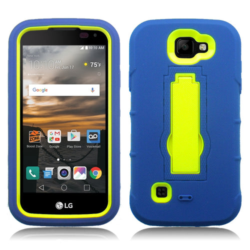 LG K3/LS450 BLUE ON YELLOW VERTICAL KICK STAND CASE