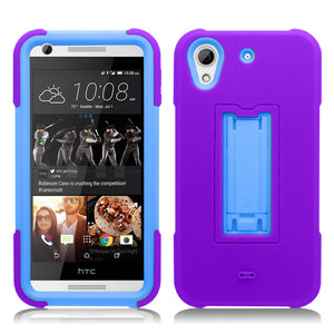 HTC DESIRE 626 PURPLE ON LIGHT BLUE VERTICAL KICK STAND CASE