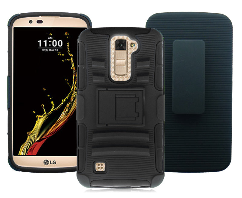 LG K10/AH2 ECLIPSE BLACK COMBO HOLSTER CLIP CASE