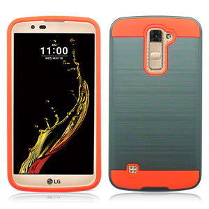 LG K10/AH2 GRAY ON ORANGE BLUE DUO LAYER CASE