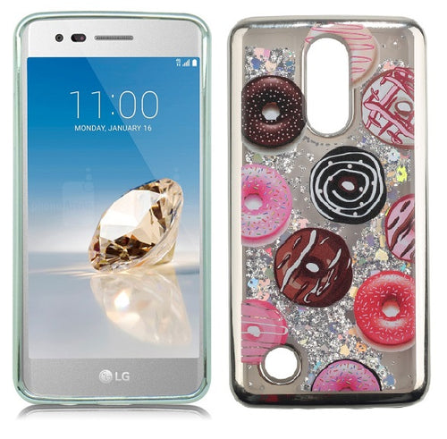 LG Aristo/ LV3/ MS210 Silver Candy Liquid Donuts Design Glitter Case