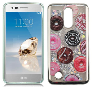 LG Aristo/ LV3/ MS210 Silver Candy Liquid Donuts Design Glitter Case