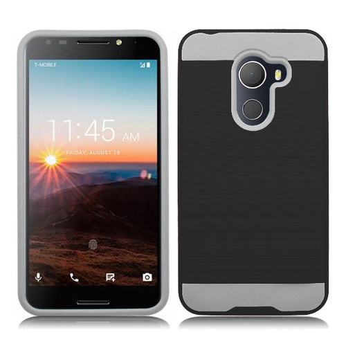 Alcatel A30 Fierce 2017 REVVL A30 Plus Walters Black on Gray Duo Layer Case