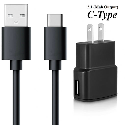 UNIVERSAL BLACK USB WALL CHARGER WITH USB-C TYPE 3.1 DATA CABLE