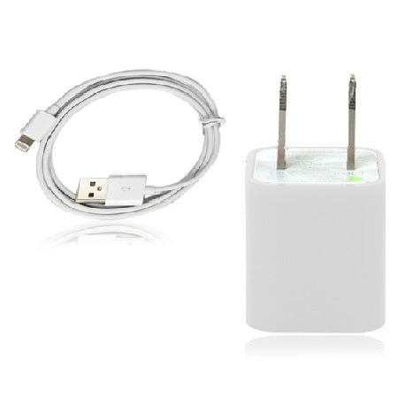 APPLE IPHONE 5S/5C/6/6S WHITE USB CUBE WALL CHARGER WITH CABLE