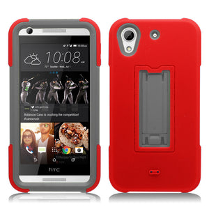 HTC DESIRE 626 RED ON GRAY VERTICAL KICK STAND CASE