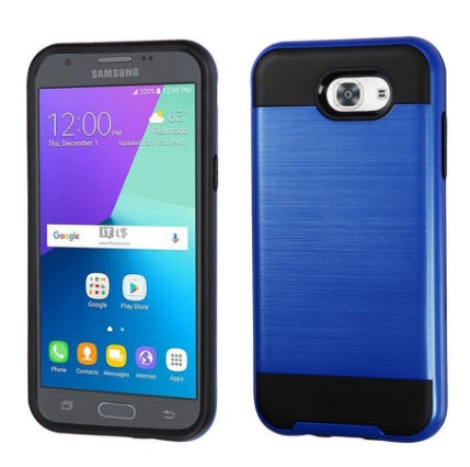 SAMSUNG GALAXY J3 EMERGE/J327/AMP PRIME 2 BLUE ON BLACK DUO LAYER CASE