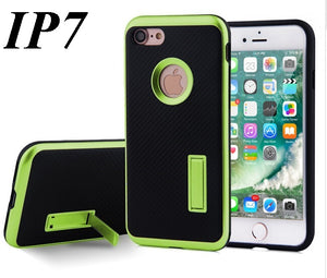 APPLE iPHONE 7 / 8 (4.7'') LIME GREEN/BLACK WITH KICK STAND CARBON FIBER CASE