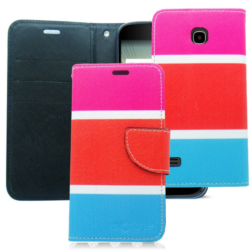 HUAWEI UNION/Y538 GUMMY COLOR STRIPES LEATHER WALLET CASE