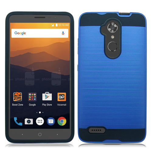 ZTE MAX XL / N9560 / ZMAX PRO /Z981/BLADE X MAX BLUE ON BLACK DUO LAYER CASE