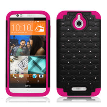 HTC DESIRE 510 PINK/BLACK ARMOR BUMPER SPOT BLING CASE