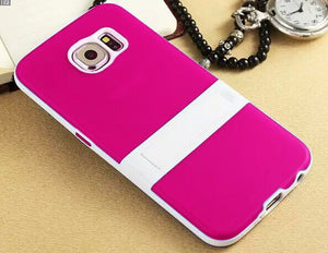 SAMSUNG GALAXY S6/G920 WHITE/PINK HYBRID CANDY KICK STAND CASE