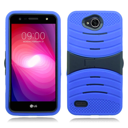 LG X Power 2/ X Charge/ M320/ Fiesta LTE/ K10 Power Blue on Black Guardian Kick Stand Case