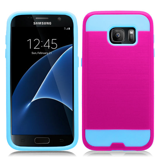 SAMSUNG GALAXY S7/G930 PINK ON BABY BLUE DUO LAYER CASE