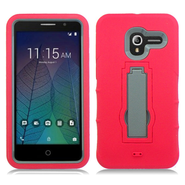 ALCATEL TRU/STELLAR RED ON GRAY VERTICAL KICK STAND CASE