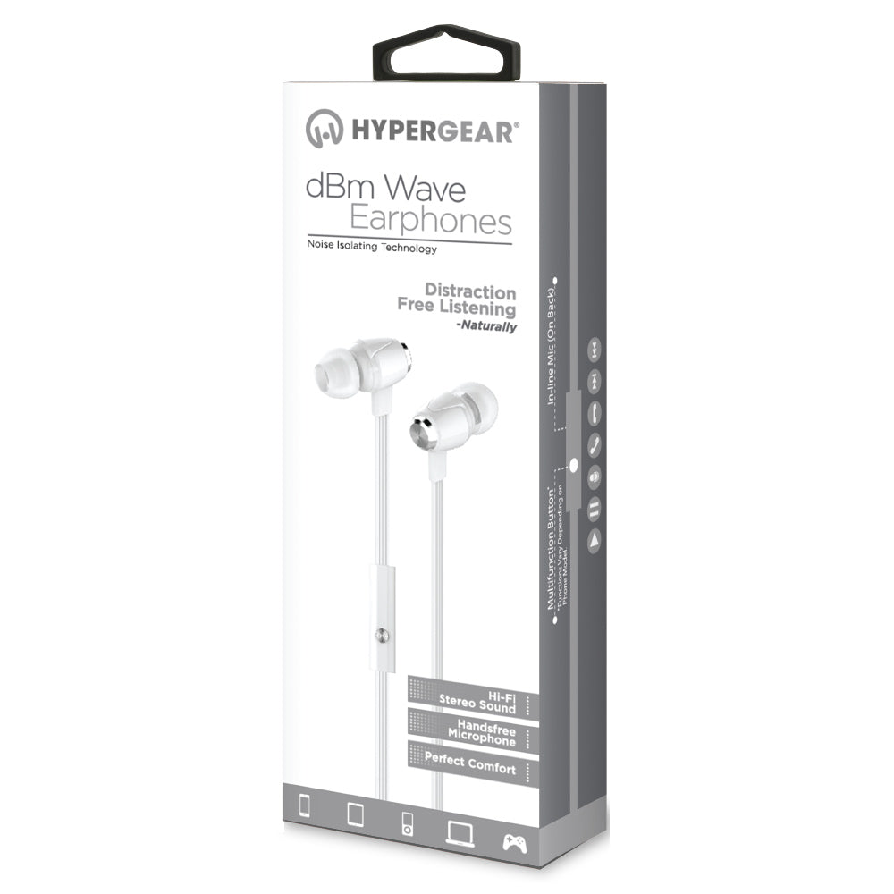 Universal 3.5mm Hi-Fi Stereo earphones with mic and noise isolation - White