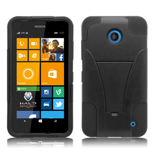 NOKIA LUMIA 635/630 BLACK ON BLACK ARMOR KICK STAND CASE