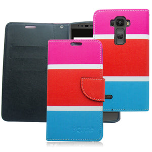 LG FLEX 2 GUMMY COLOR STRIPES LEATHER WALLET CASE