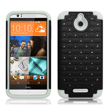 HTC DESIRE 510 WHITE/BLACK ARMOR BUMPER SPOT BLING CASE