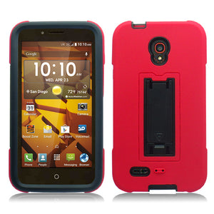 ALCATEL CONQUEST/7046T RED ON BLACK VERTICAL KICK STAND CASE