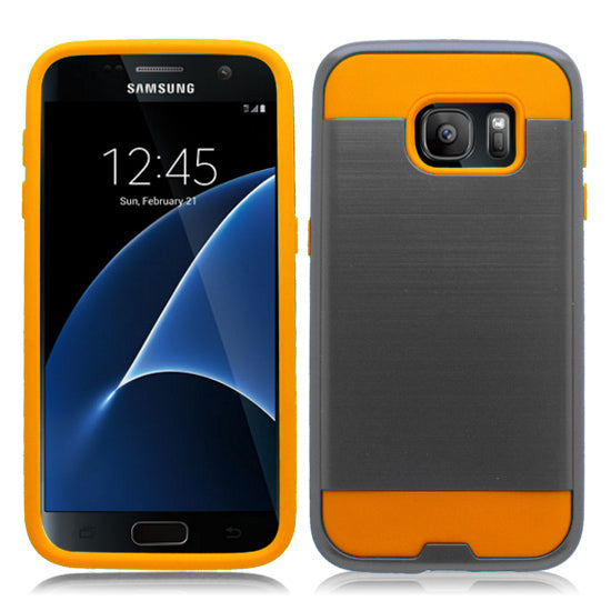 SAMSUNG GALAXY S7/G930 GRAY ON ORANGE DUO LAYER CASE