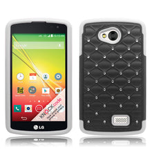 LG TRIBUTE/LS660/F60 WHITE/BLACK ARMOR BUMPER SPOT BLING CASE