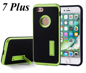 APPLE iPHONE 7 PLUS / 8 PLUS (5.5'') LIME GREEN/BLACK WITH KICK STAND CARBON FIBER CASE