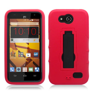 ZTE SPEED/N9130 RED ON BLACK VERTICAL KICK STAND CASE