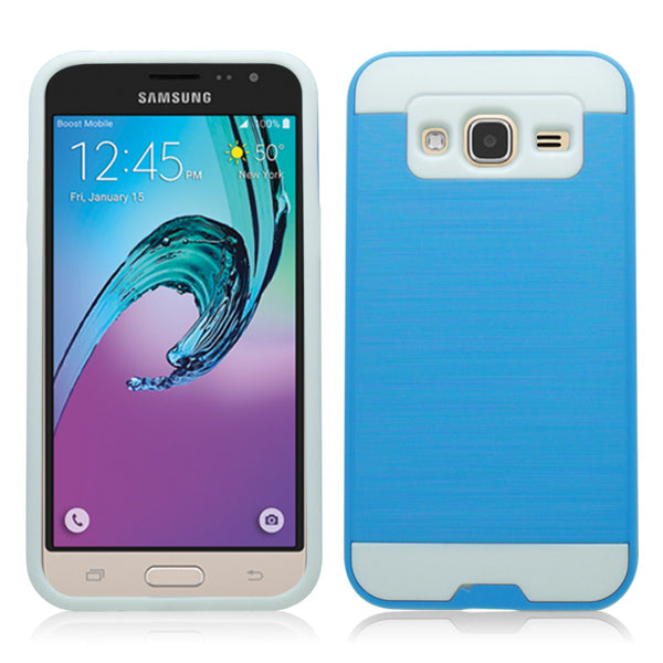 SAMSUNG GALAXY AMP PRIME/NOVA/J3 TURQUOISE ON WHITE DUO LAYER CASE