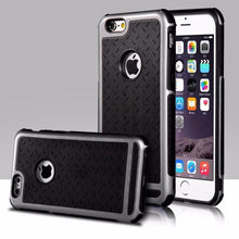 APPLE IPHONE 6/6S BLACK HYBRID DUAL LAYERD DIAMOND PLATE CASE